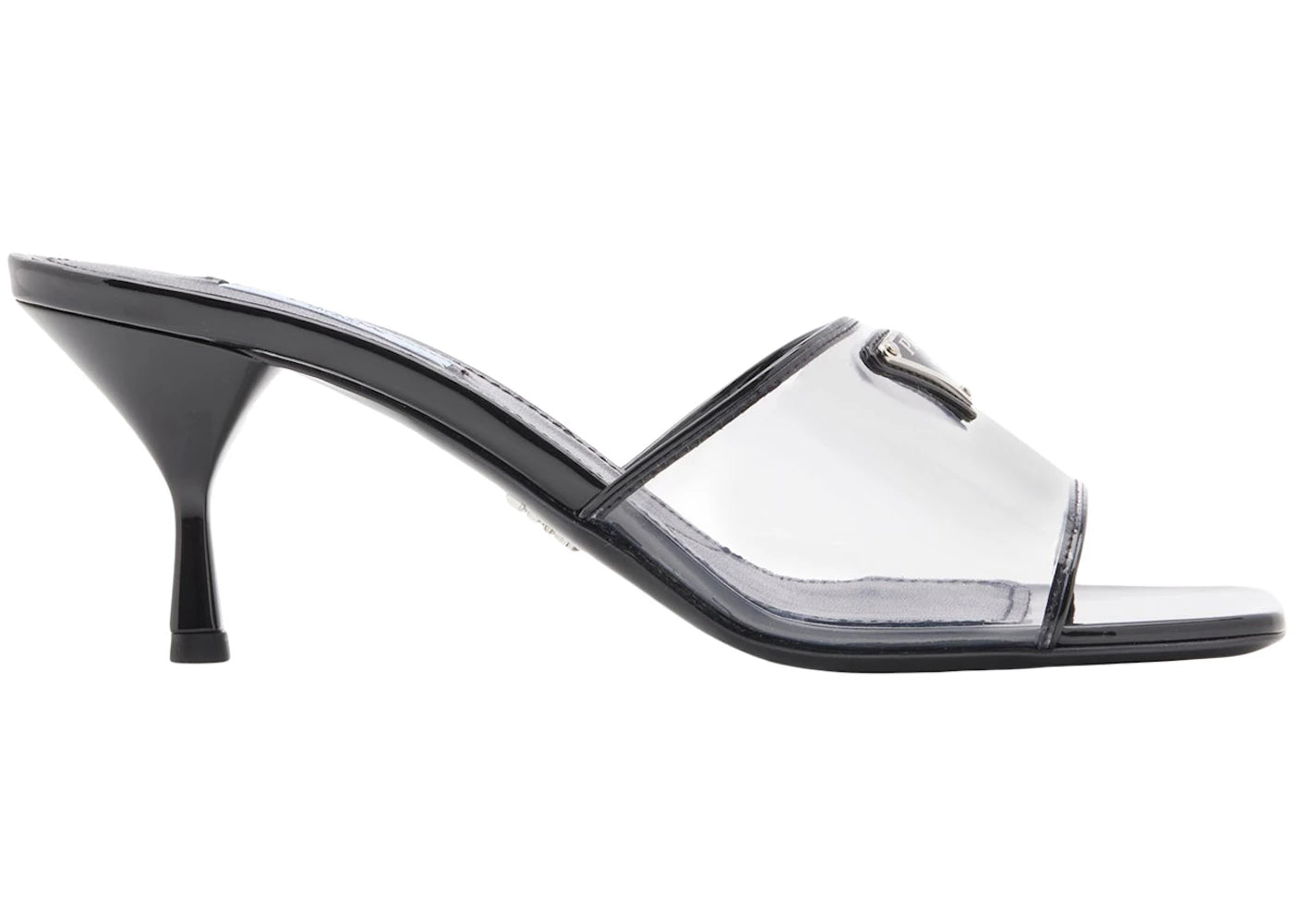 Prada Plexiglas 65mm Mule Sandals Black Patent Leather
