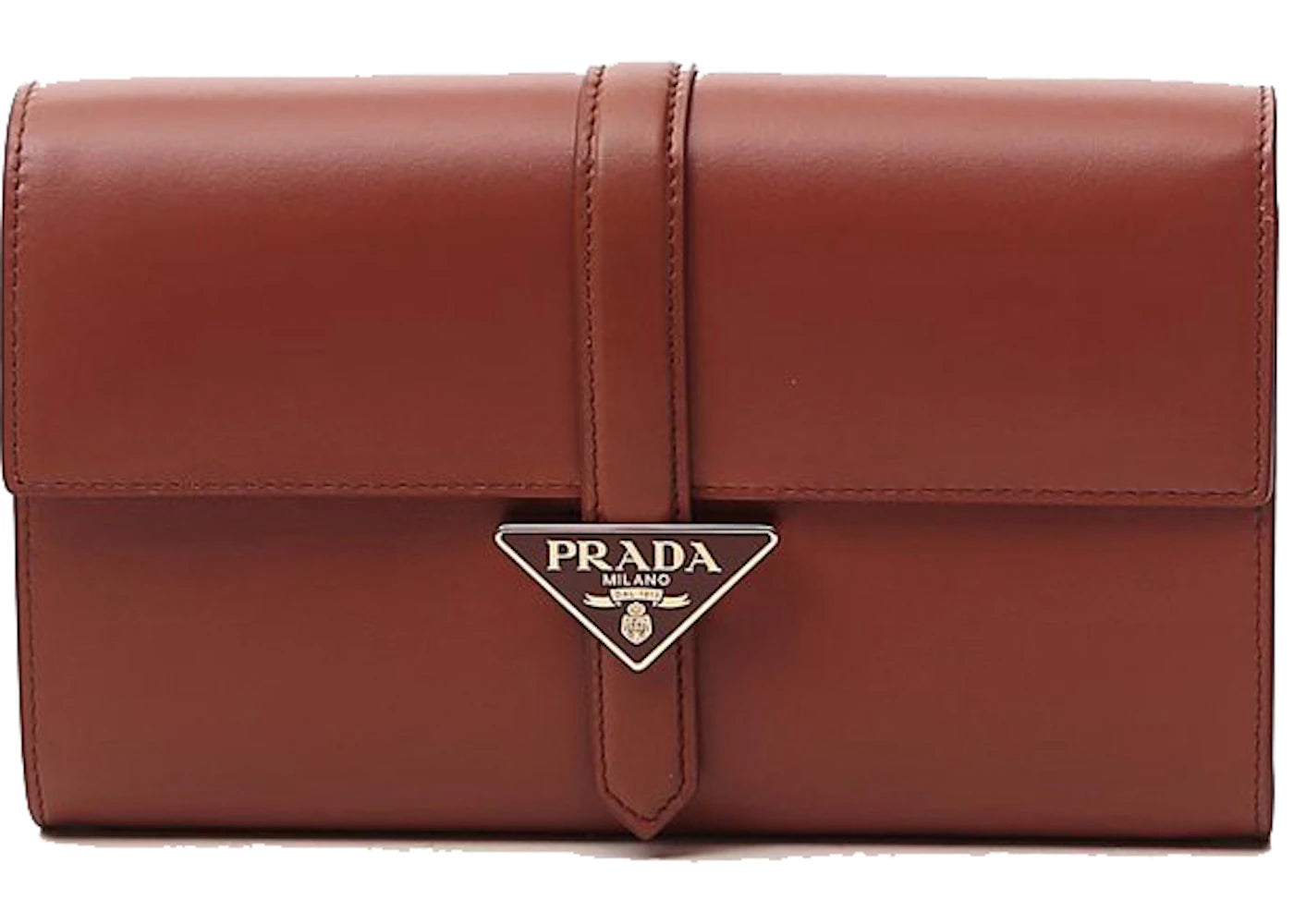 Prada Logo Plaque Pouch Wallet Brown