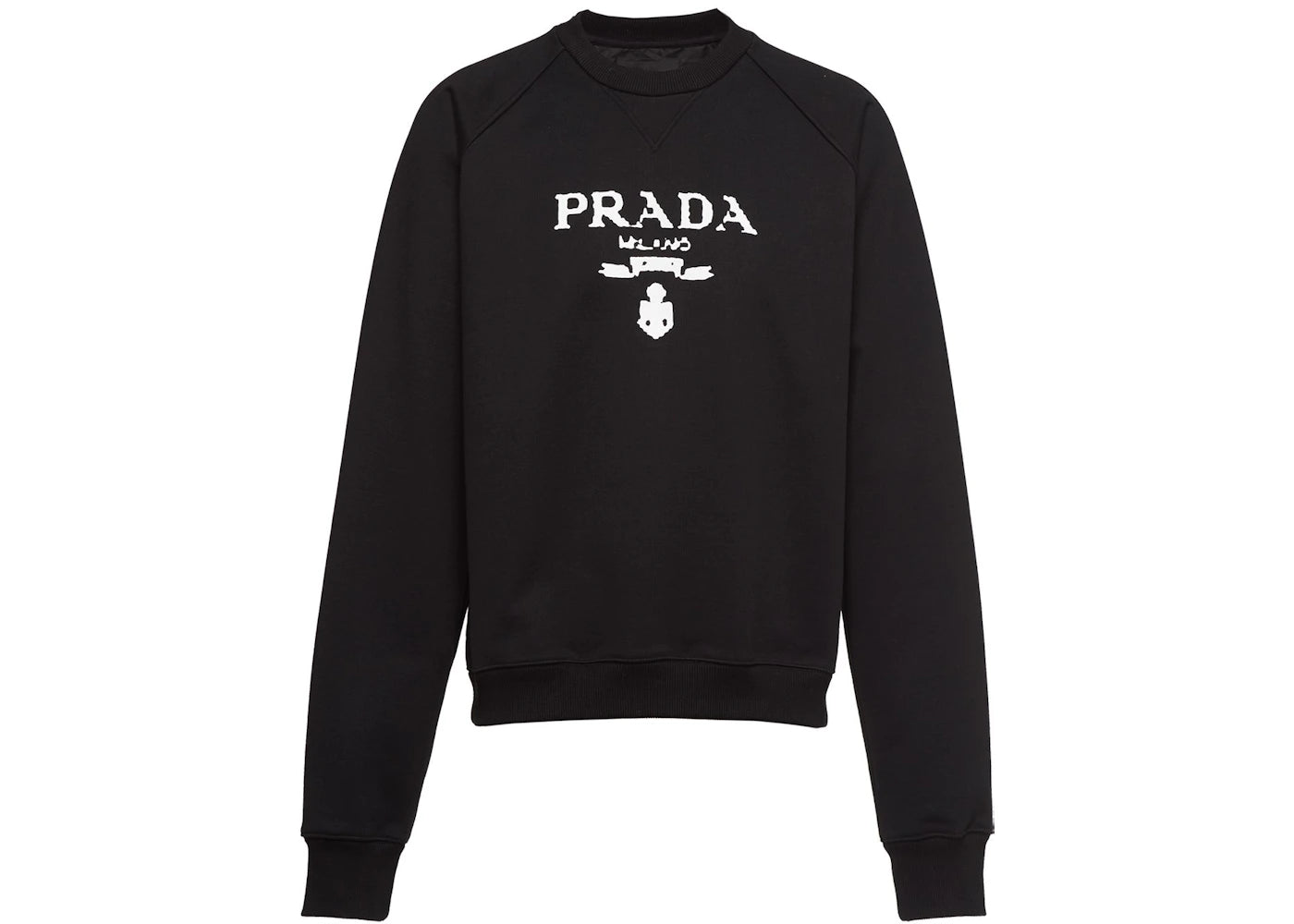 Prada Printed Cotton Fleece Crewneck Sweatshirt Black