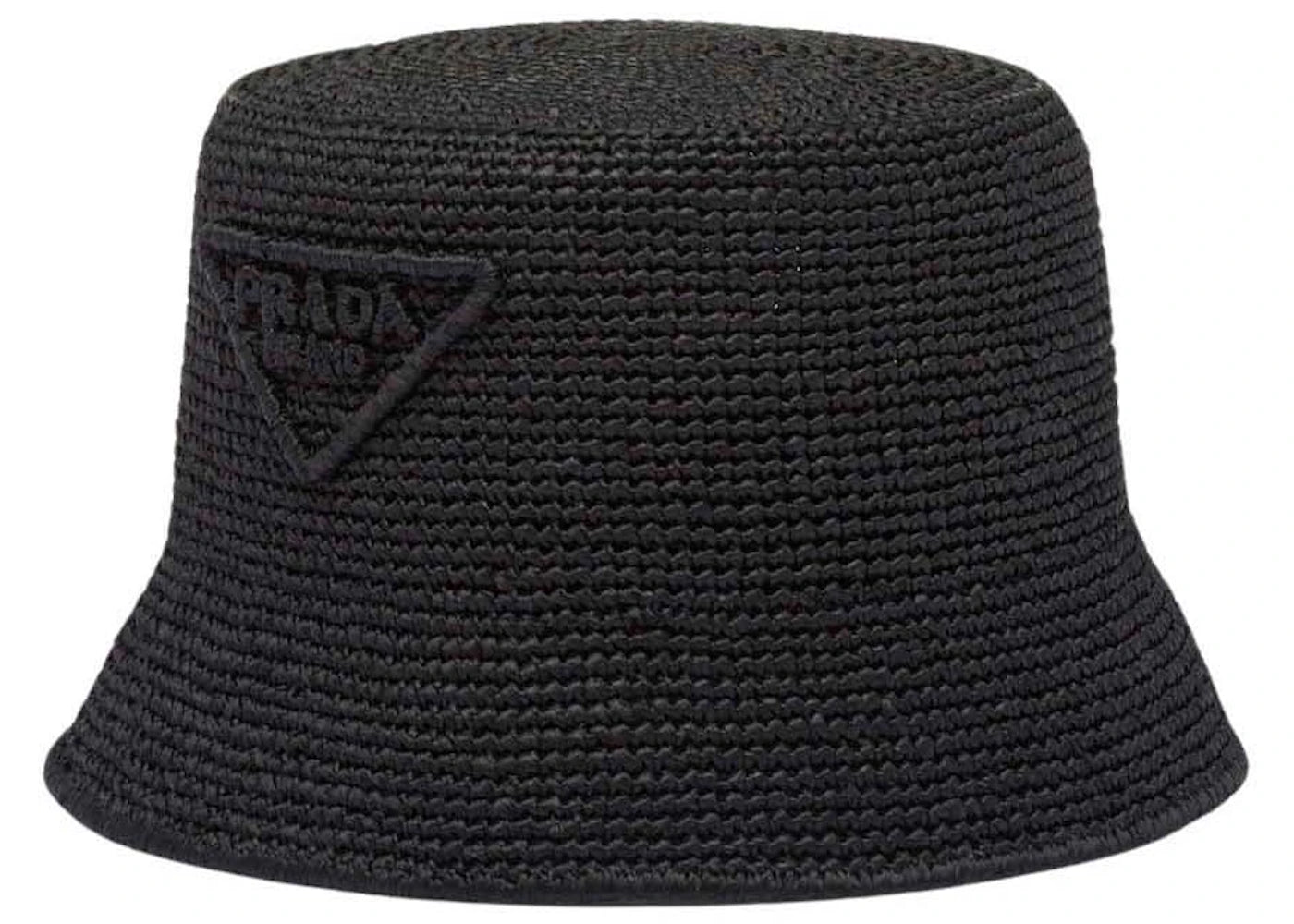 Prada Raffia Bucket Hat Black