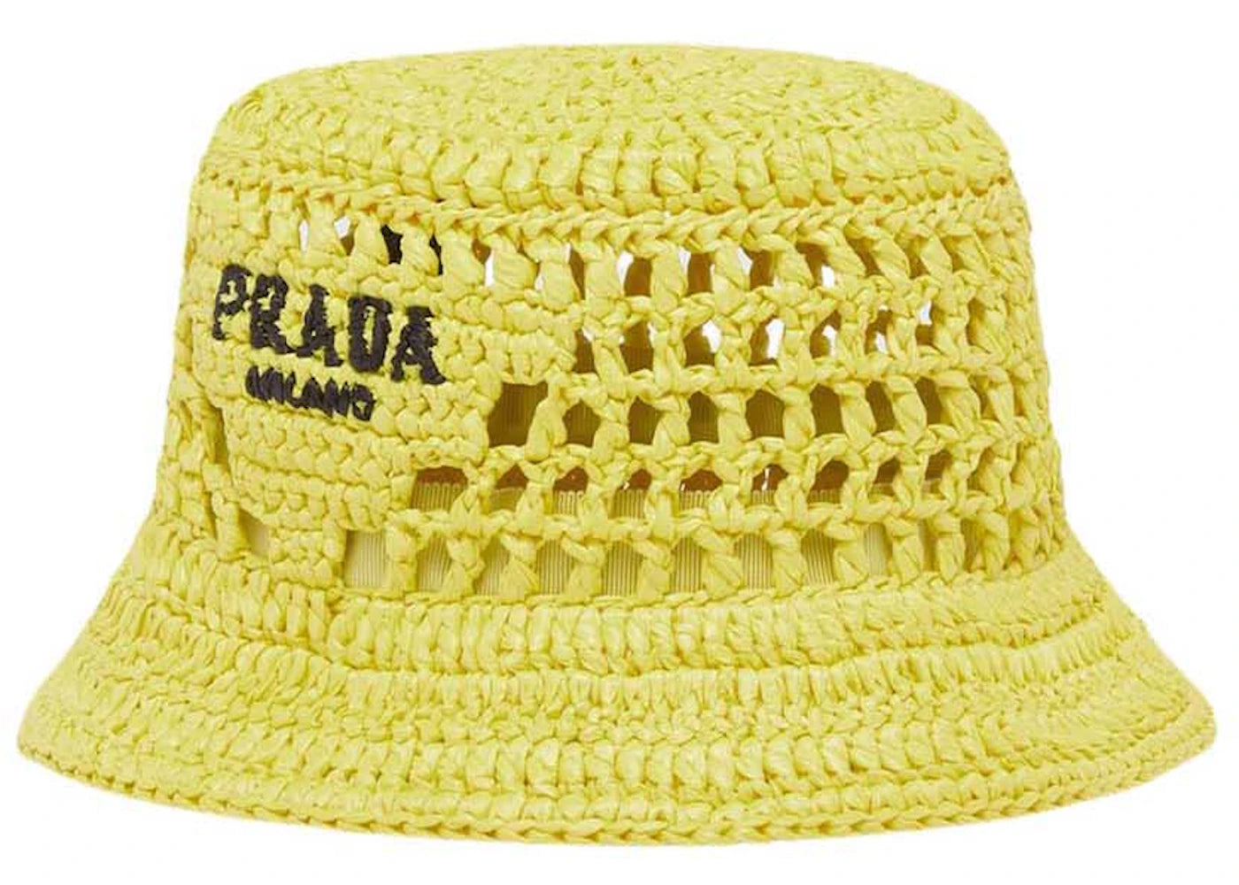 Prada Raffia Bucket Hat Citron Green