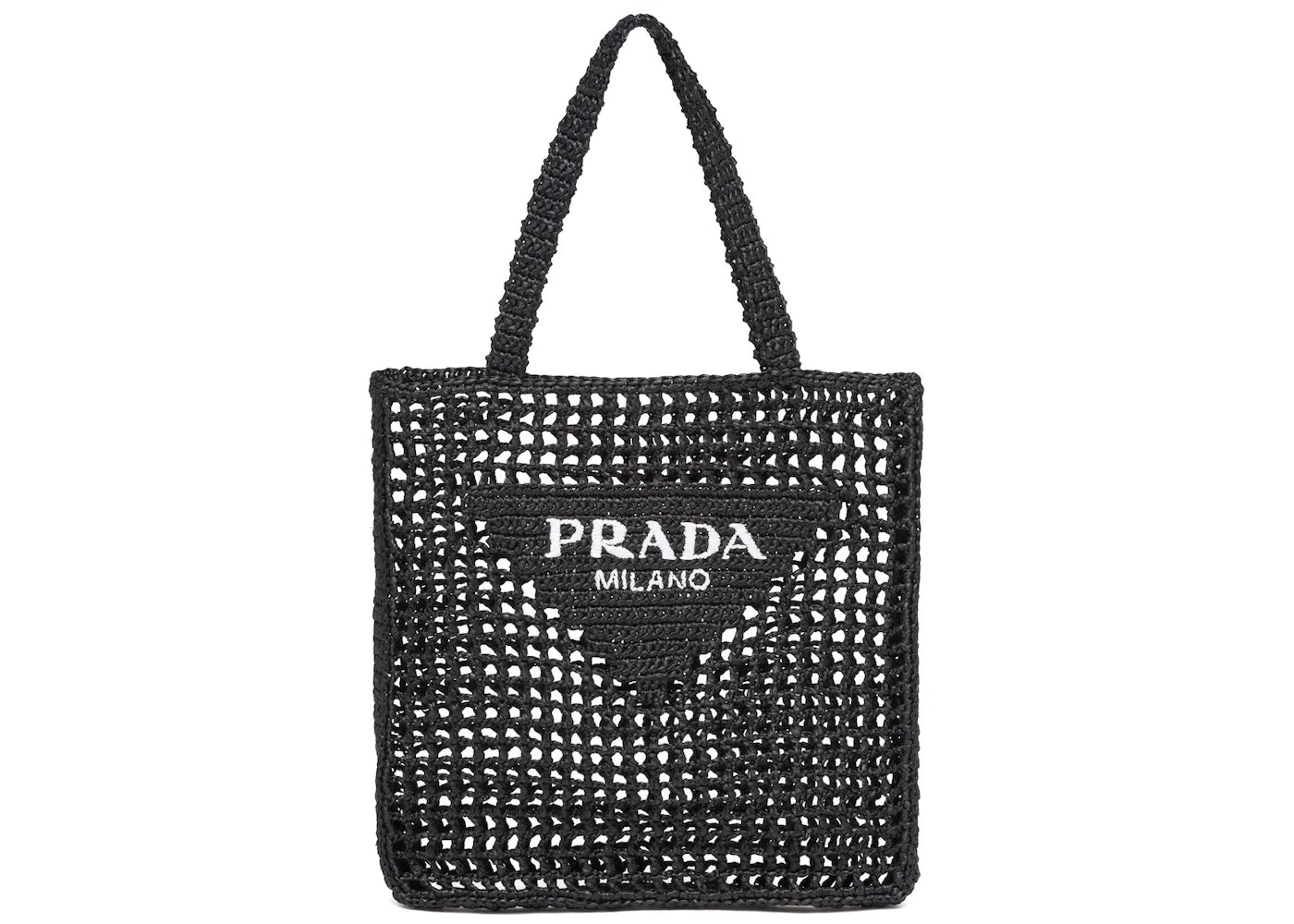 Prada Raffia Tote Bag Black