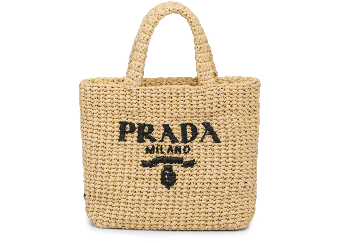 Prada Raffia Tote Bag Small Tan