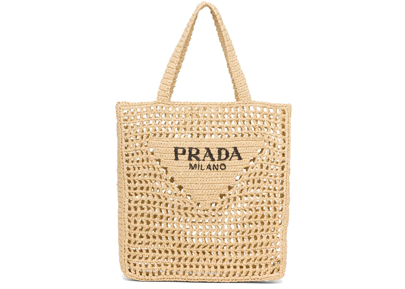 Prada Raffia Tote Bag Tan