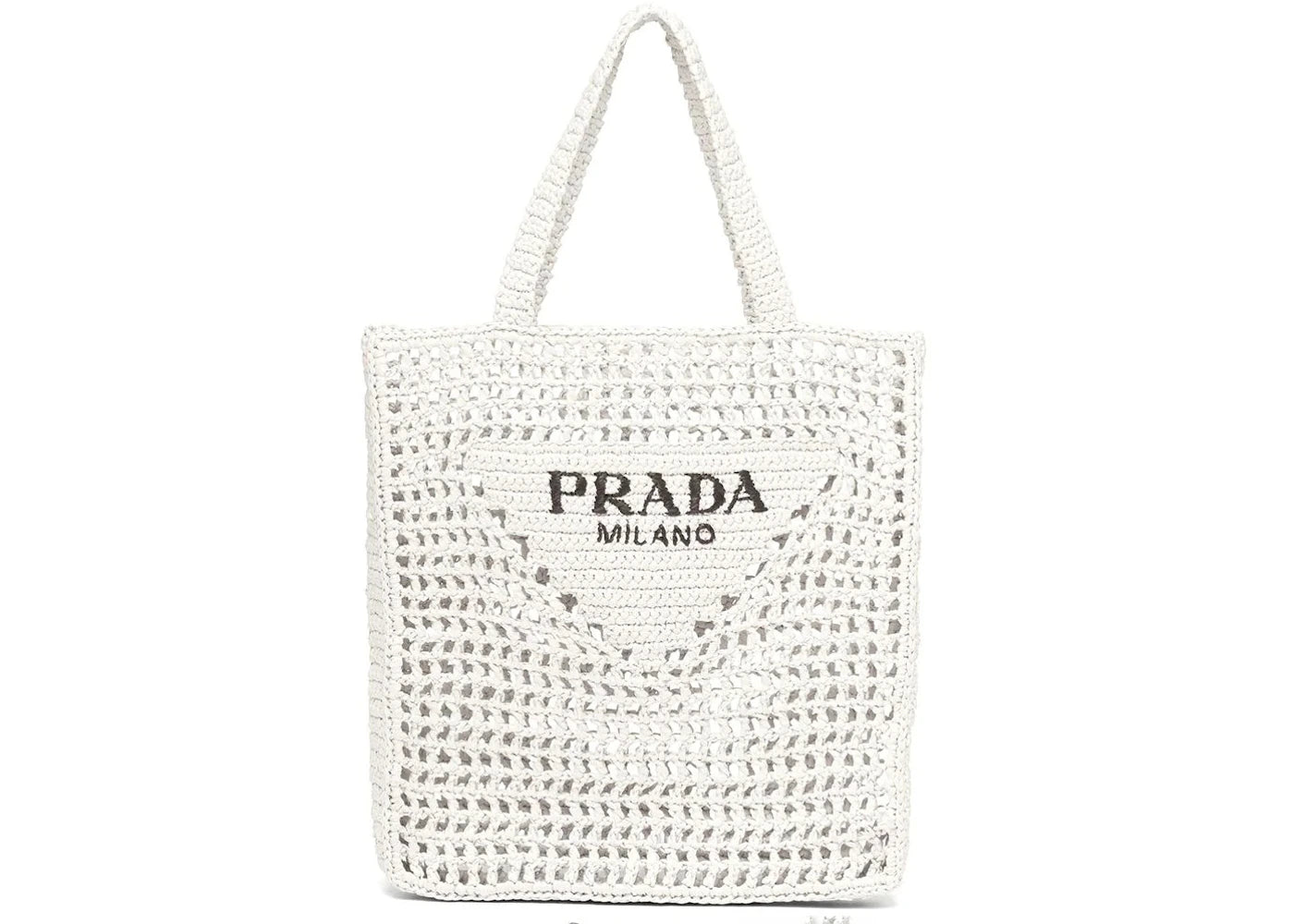 Prada Raffia Tote Bag White