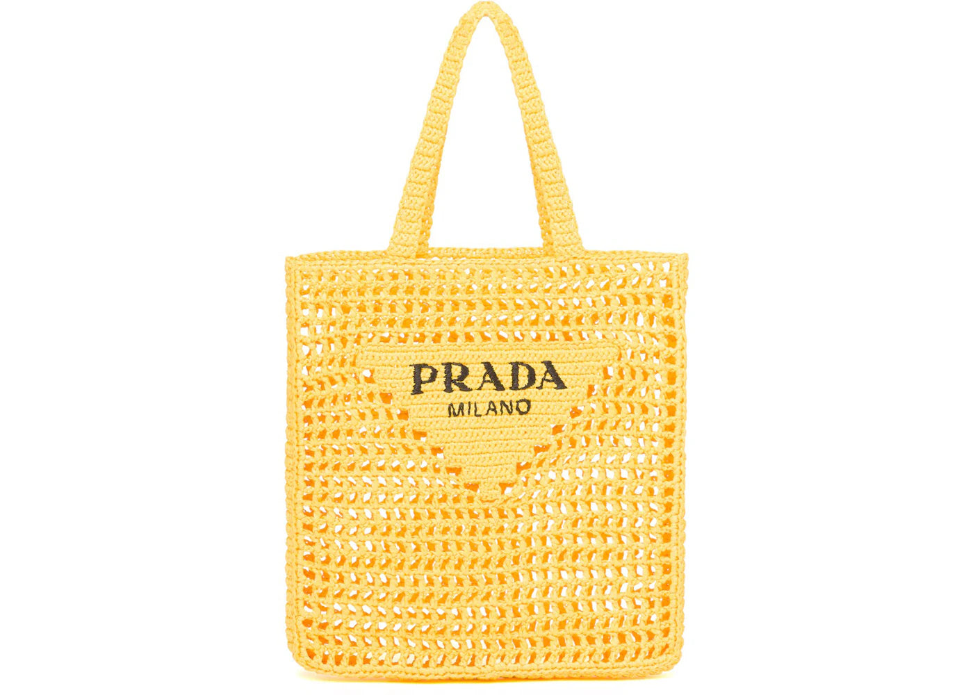 Prada Raffia Tote Bag Yellow