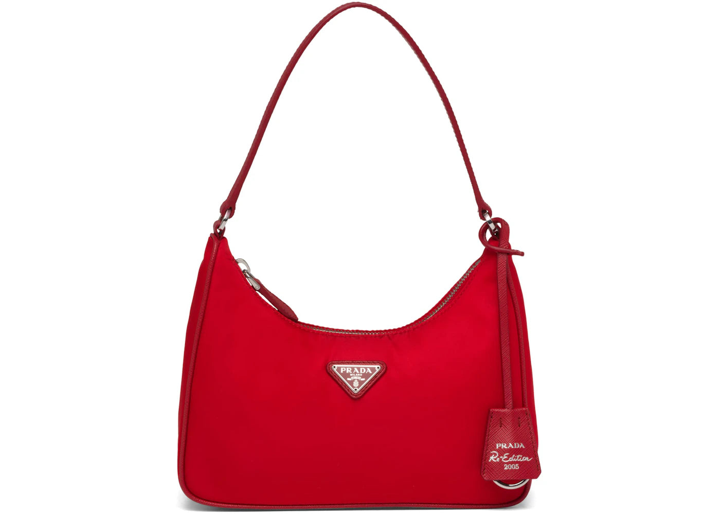 Prada Re-Edition 2005 Mini Bag Nylon Saffiano Leather Strap Red