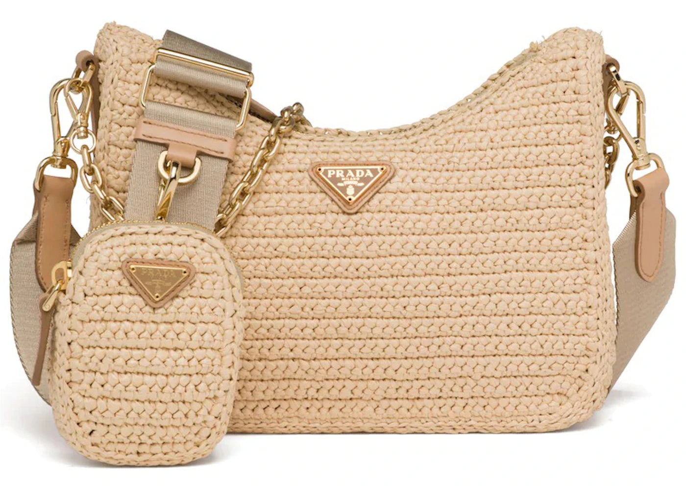 Prada Re-Edition 2005 Raffia Bag Tan