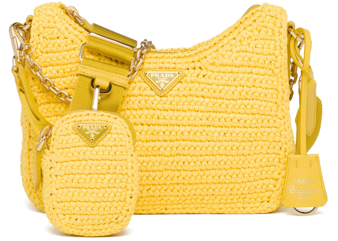 Prada Re-Edition 2005 Raffia Bag Yellow