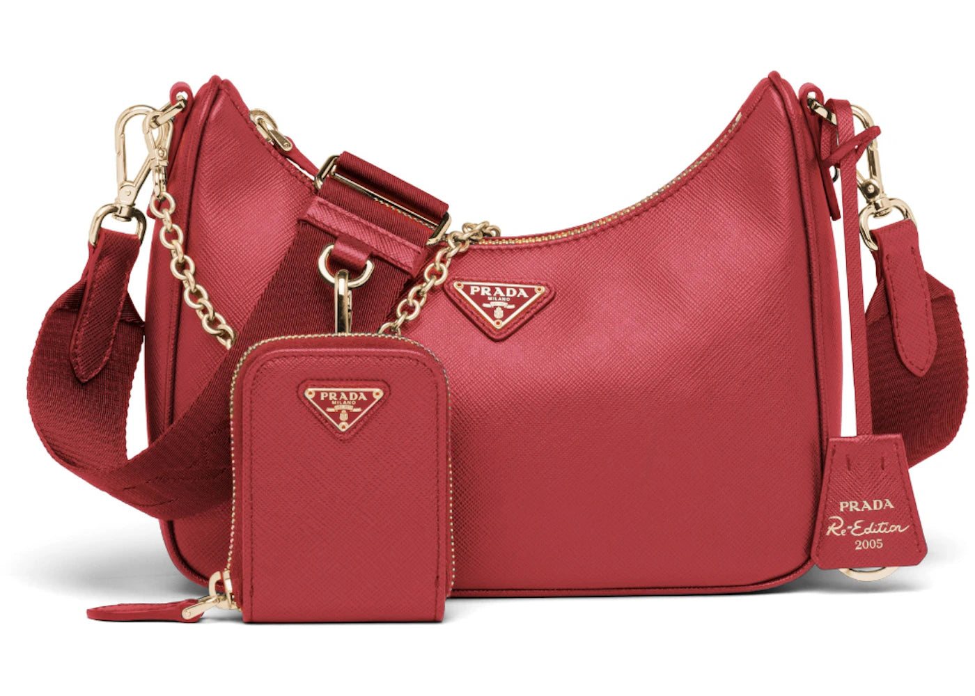 Prada Re-Edition 2005 Saffiano Leather Bag Fiery Red