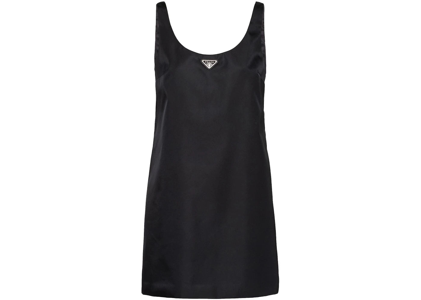 Prada Re-Nylon Logo Plaque Mini Dress Black