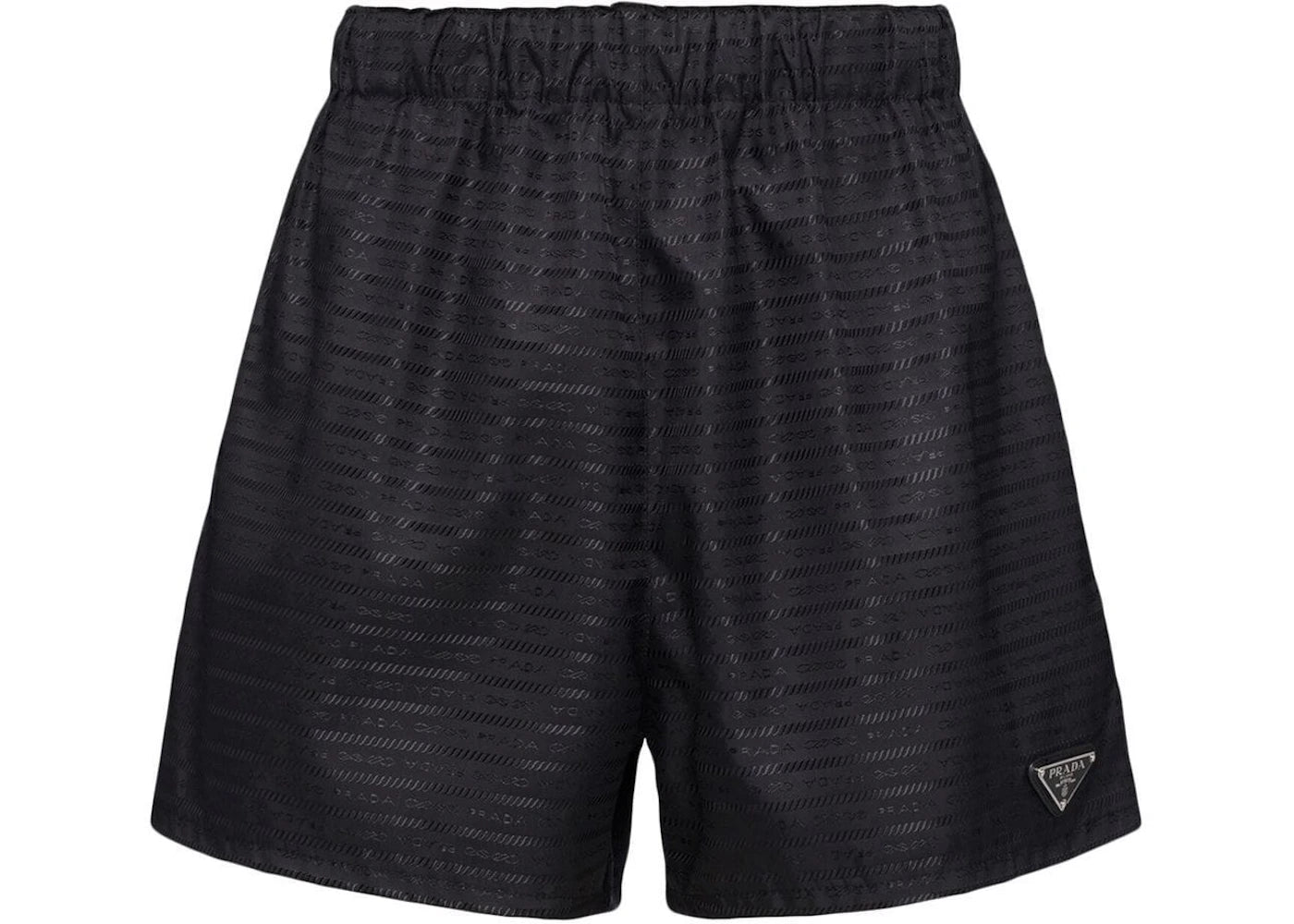 Prada Re-Nylon Logo Stripe Shorts Black