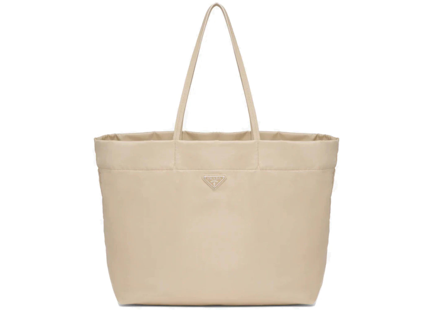 Prada Re-Nylon and Saffiano Leather Tote Bag Desert Beige