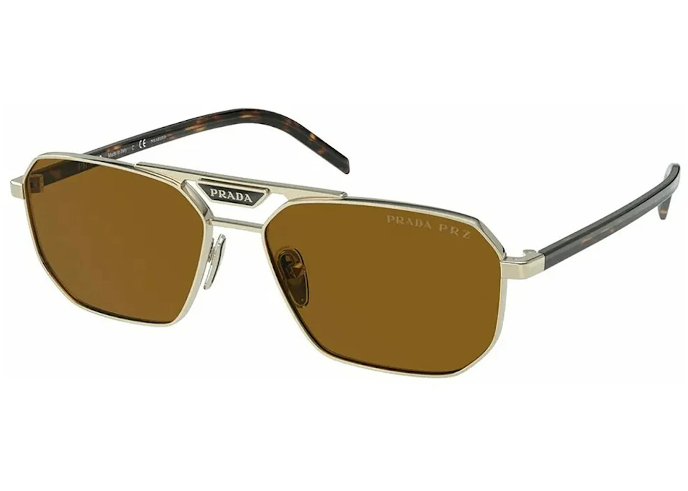 Prada Rectangle Polarized Sunglasses Pale Gold (PR_58YS_ZVN5Y1_57mm)