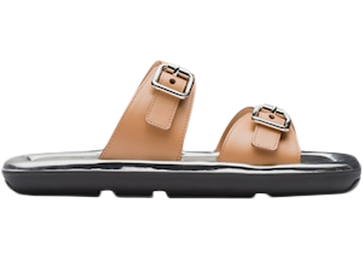 Prada Rectangle Sandals Beige Leather