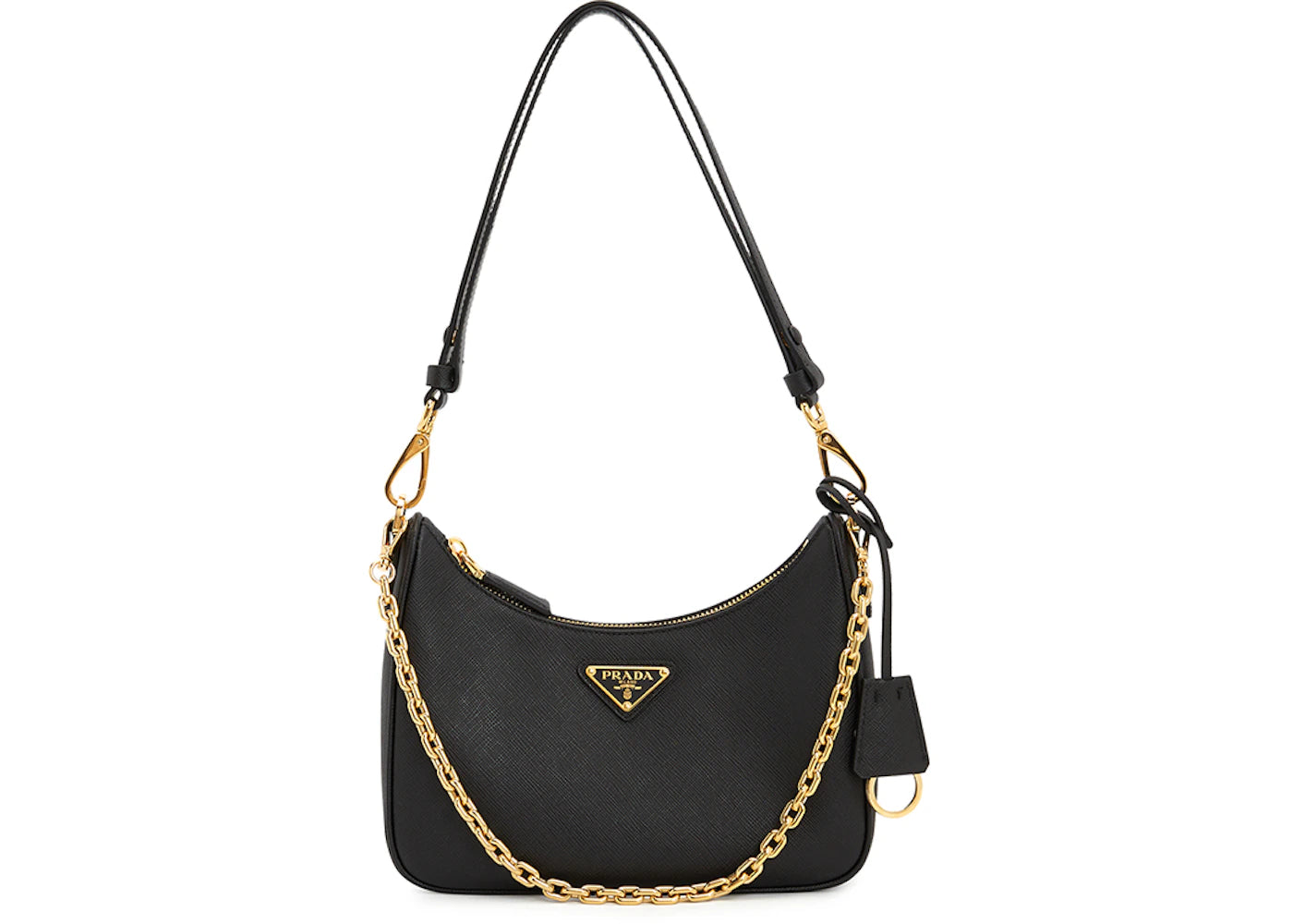 Prada Reedition Saffiano Chain Shoulder Bag Black