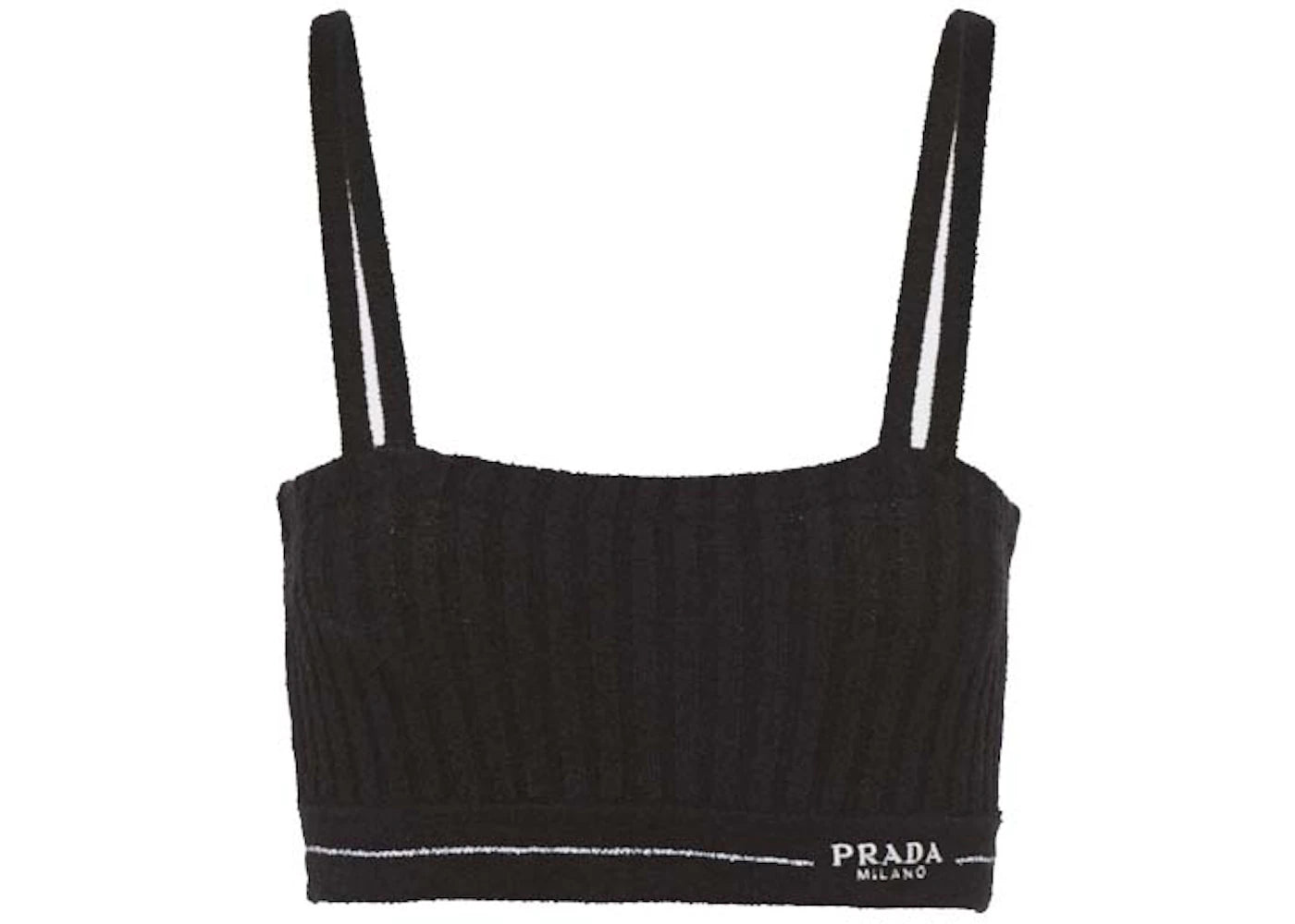 Prada Ribbed Knit Cotton Top Black