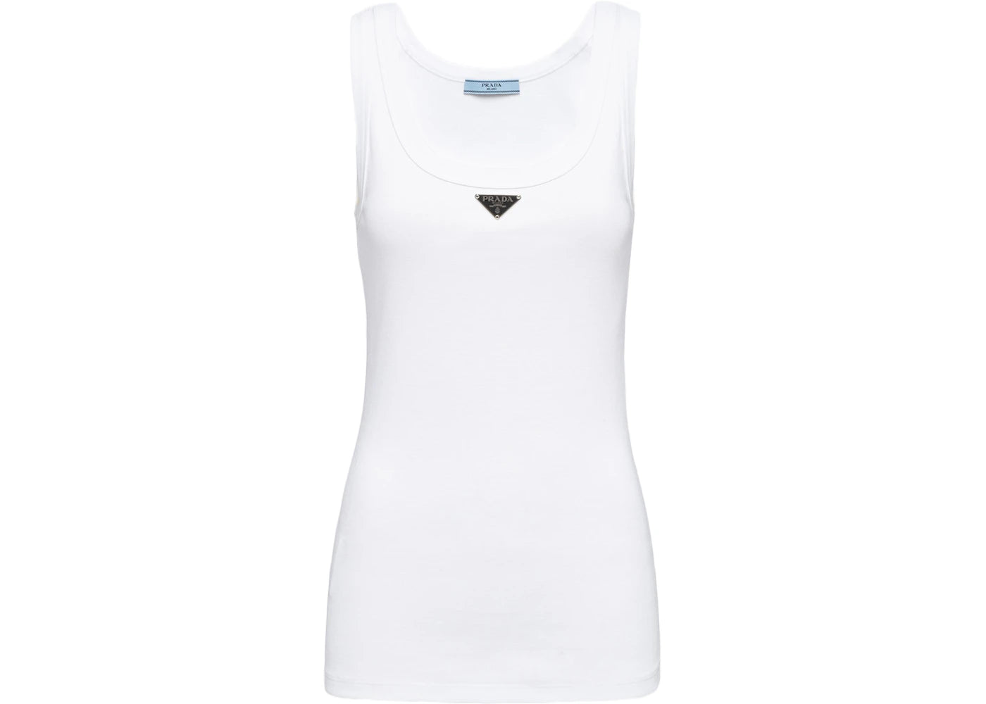 Prada Ribbed Knit Jersey Tank White