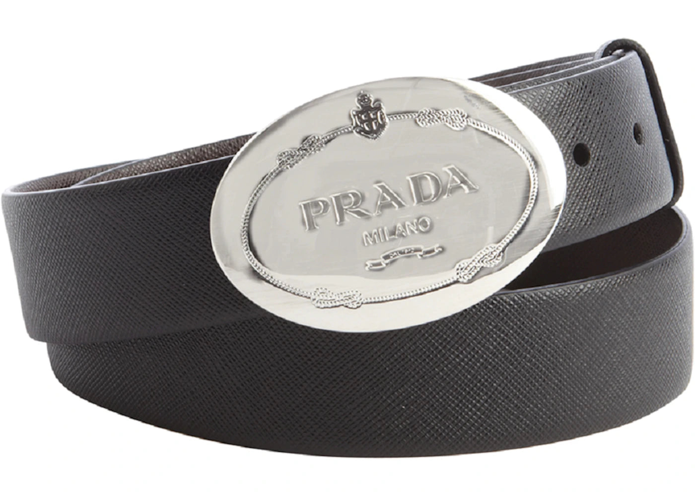 Prada Saffiano Belt Plaque Buckle Black