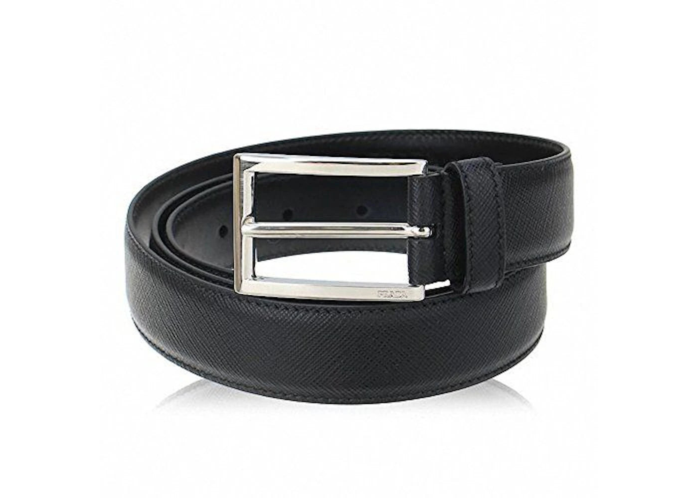 Prada Saffiano Cuir Leather Reversible Belt Black