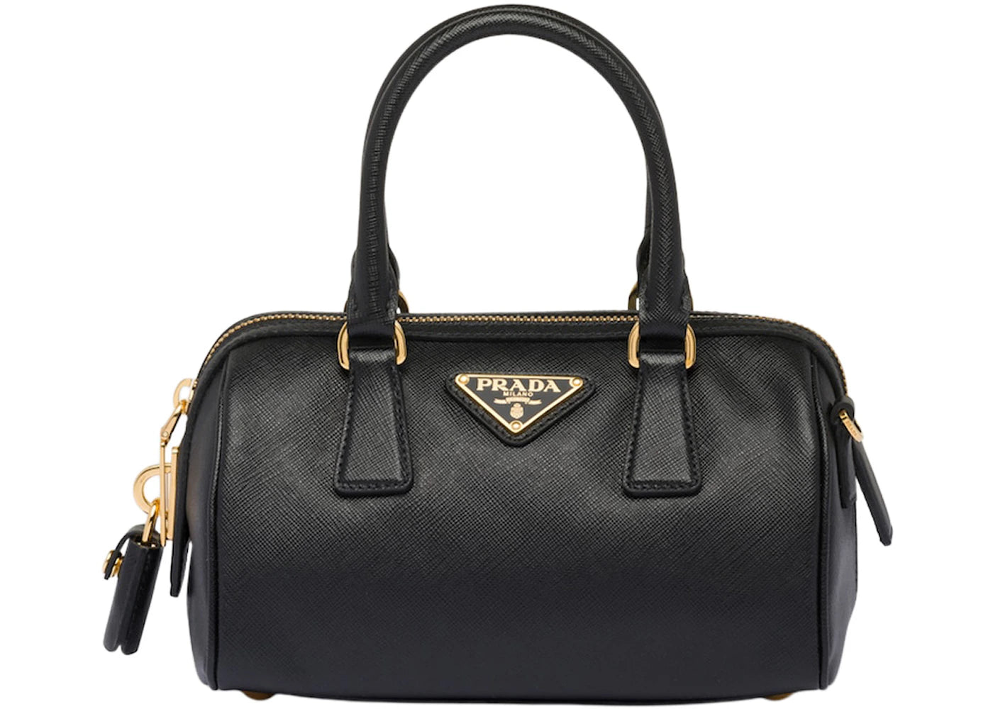 Prada Saffiano Leather Top Handle Bag Black