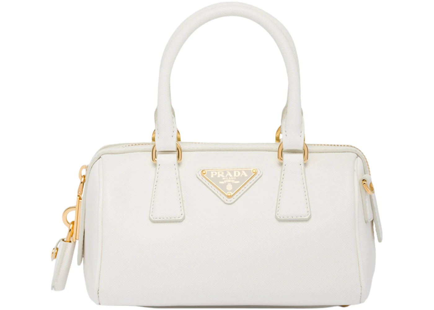 Prada Saffiano Leather Top Handle Bag White