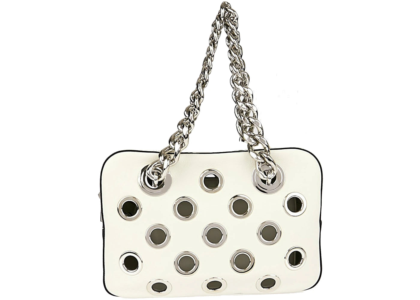 Prada Grommet Shoulder Bag Vitello Daino White