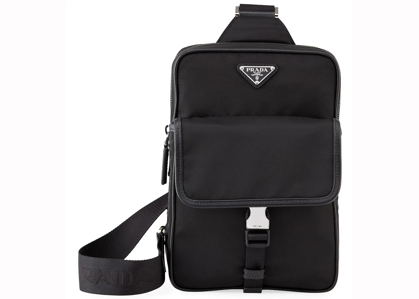 Prada Sling Backpack Tessuto Saffiano Black
