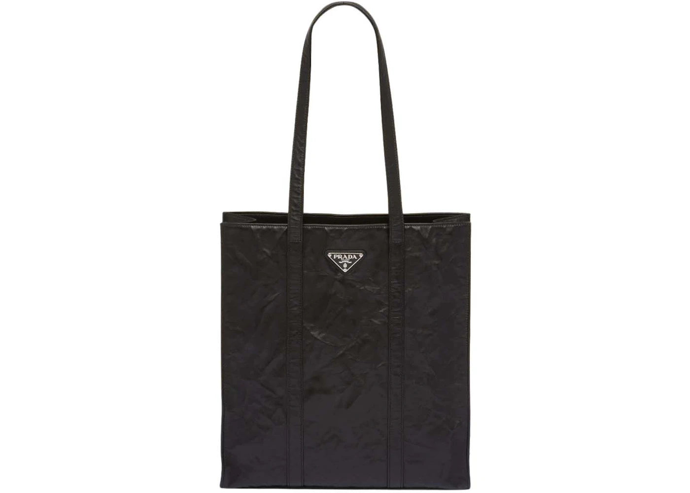 Prada Small Antique Nappa Leather Tote Black