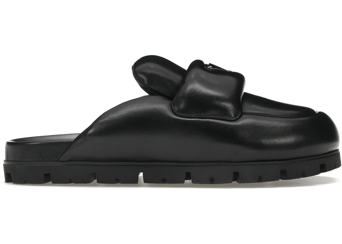 Prada Soft Padded 20mm Sabots Black Nappa Leather