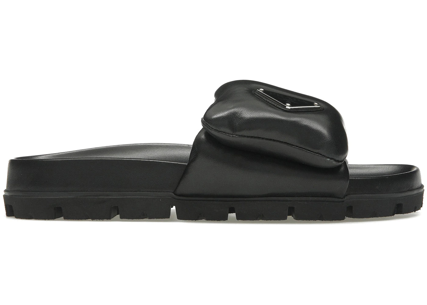 Prada Soft Padded 20mm Slide Sandal Black Nappa Leather