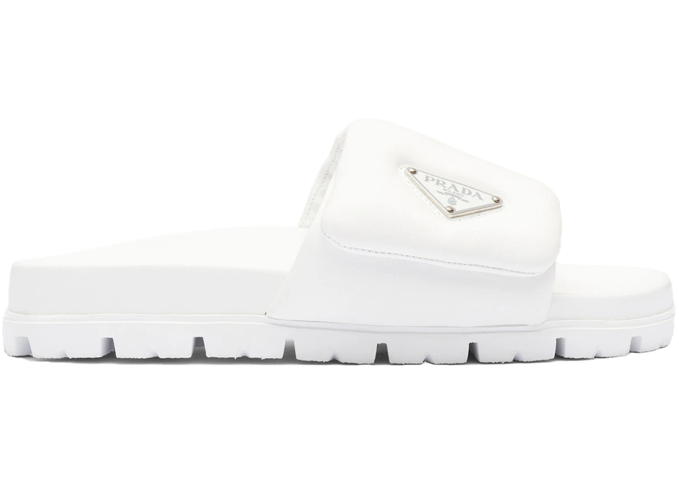 Prada Soft Padded 20mm Slide Sandal White Nappa Leather