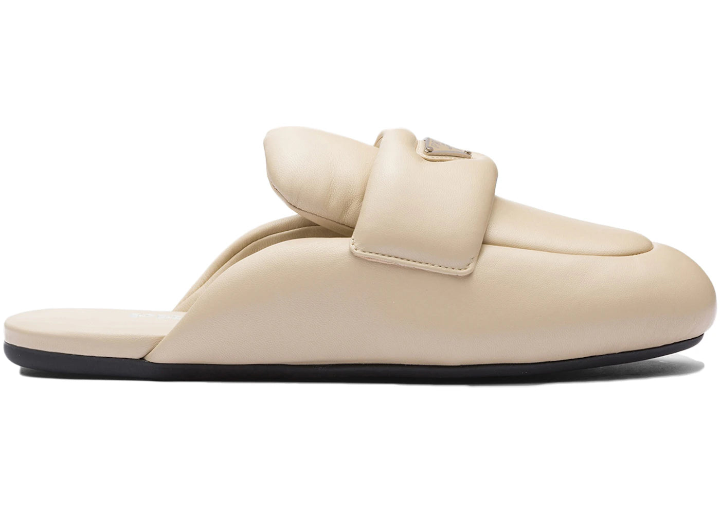 Prada Soft Padded 5mm Sabots Desert Beige Leather