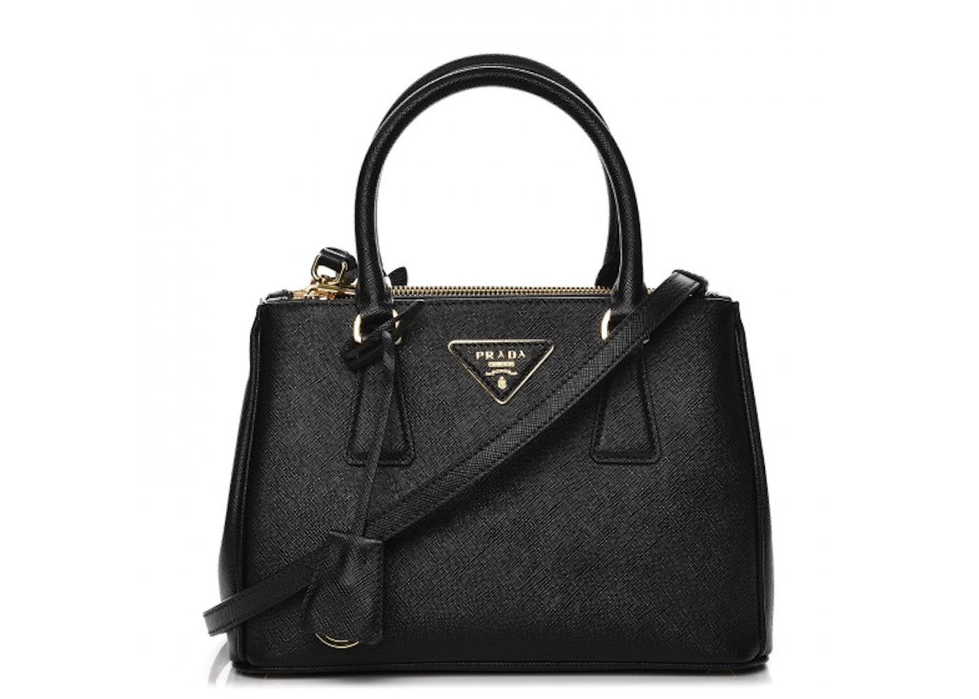 Prada Galleria Double Zip Tote Saffiano Mini Nero Black