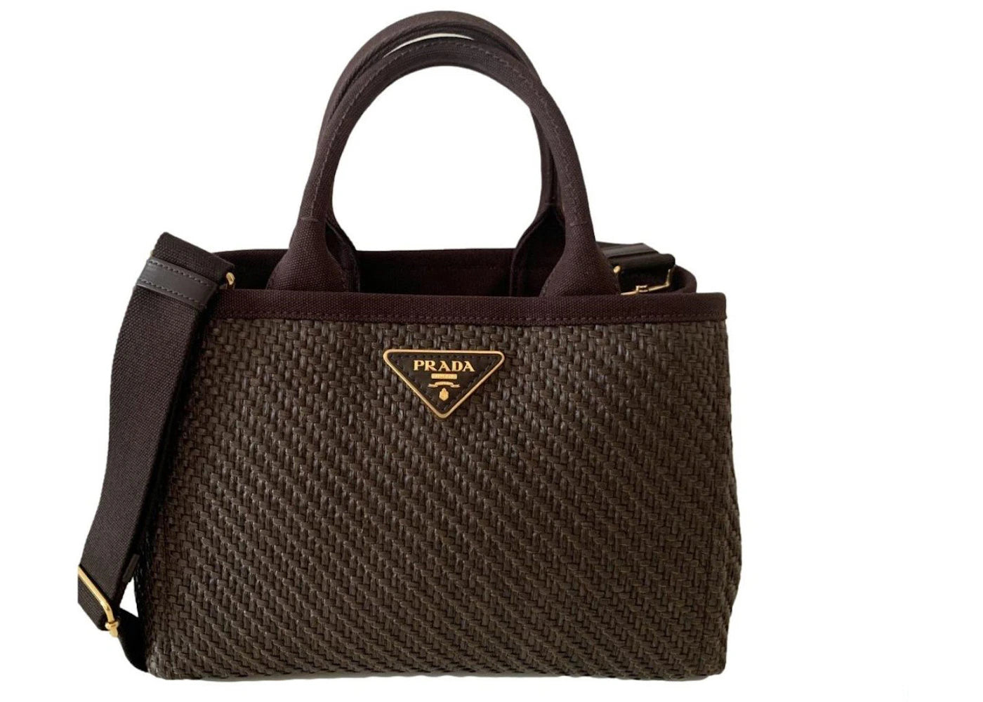 Prada Tote Satchel Handbag Canapa Brown