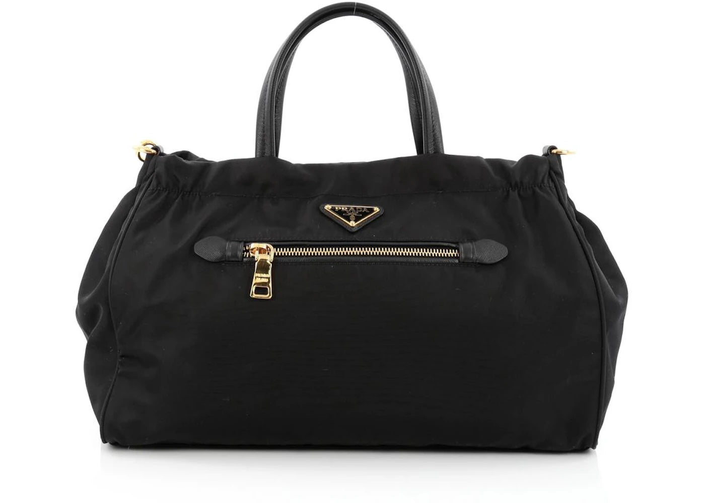 Prada Zip Convertible Tote Tessuto/Saffiano Medium Black