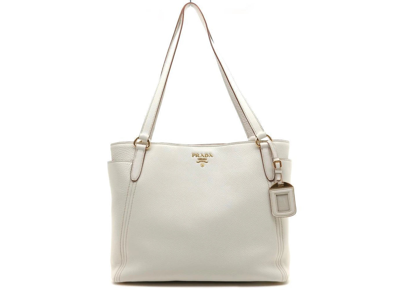 Prada Vitello Daino Shopping Tote White