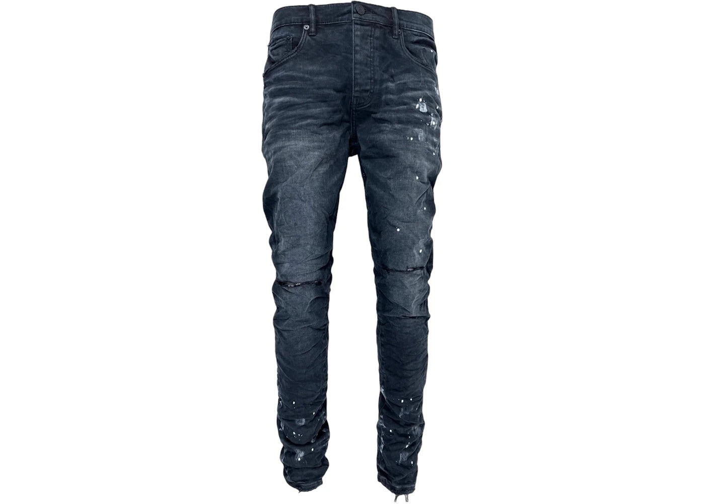 Purple Brand Black Resin Knee Slit Jean Black