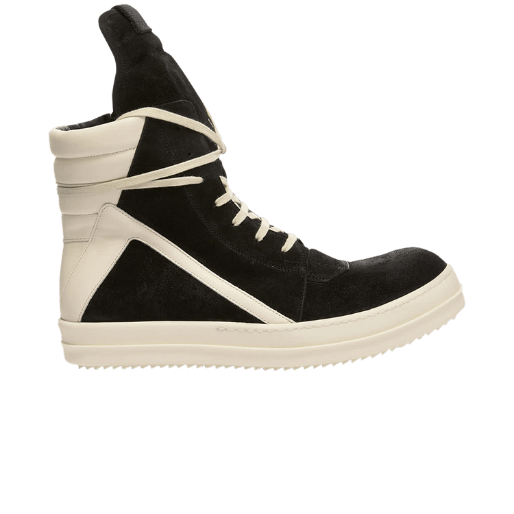 Rick Owens Strobe Geobasket High Suede Black White