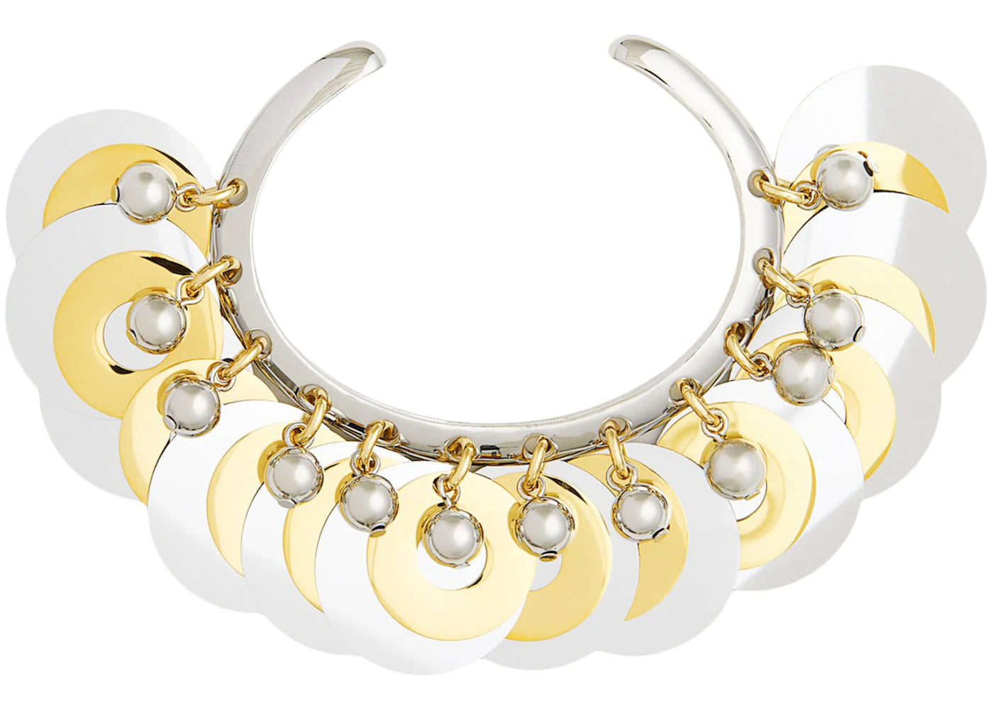 Rabanne H&M Beaded Disc-Embellished Bangle Silver/Gold