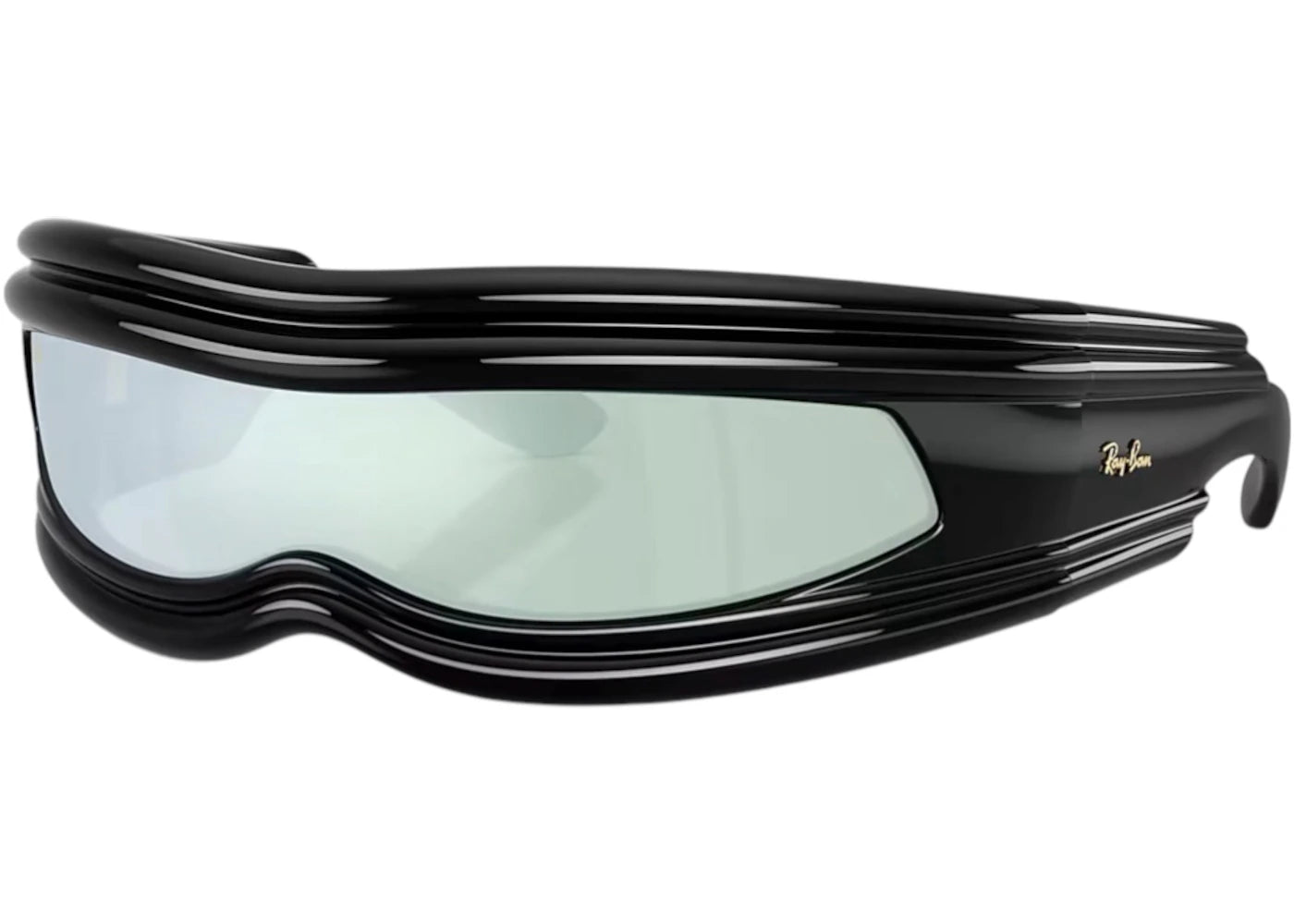 Ray-Ban x A$AP Ultra Wrap 001 Next Generation Collection Sunglasses Polished Black Green Mirror Silver (RB4943 601/30 0-135)