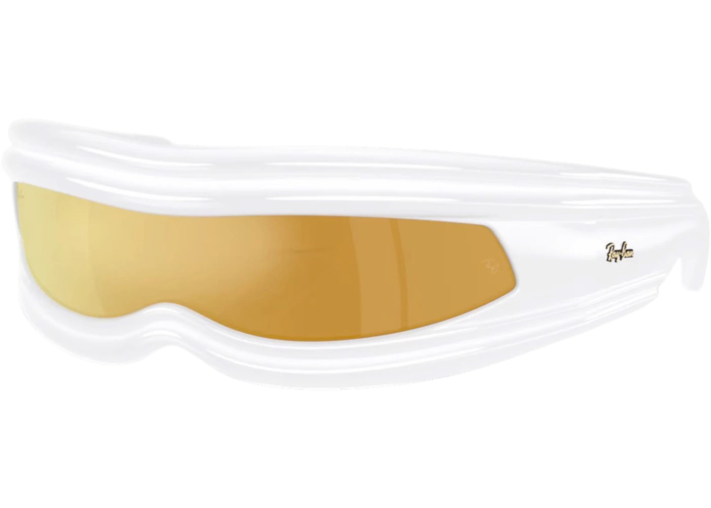 Ray-Ban x A$AP Ultra Wrap 001 Next Generation Collection Sunglasses Polished White Brown Mirror Gold (RB4943 68387P 0-135)