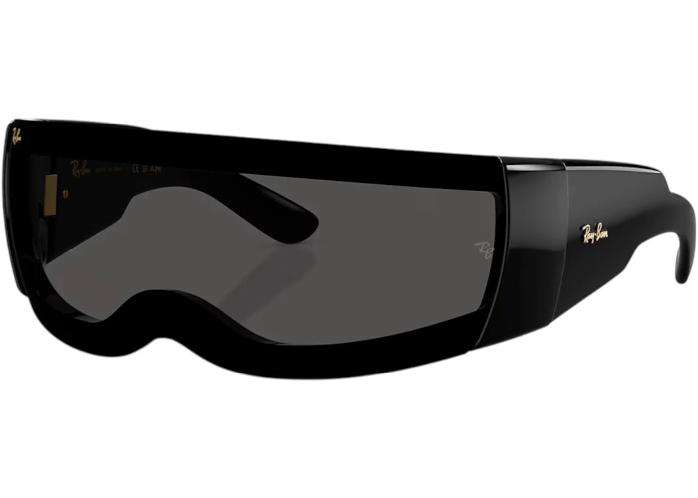 Ray-Ban x A$AP Ultra Wrap 002 Next Generation Collection Sunglasses Polished Black Green Mirror Silver (RB4942 601/87 0-141)