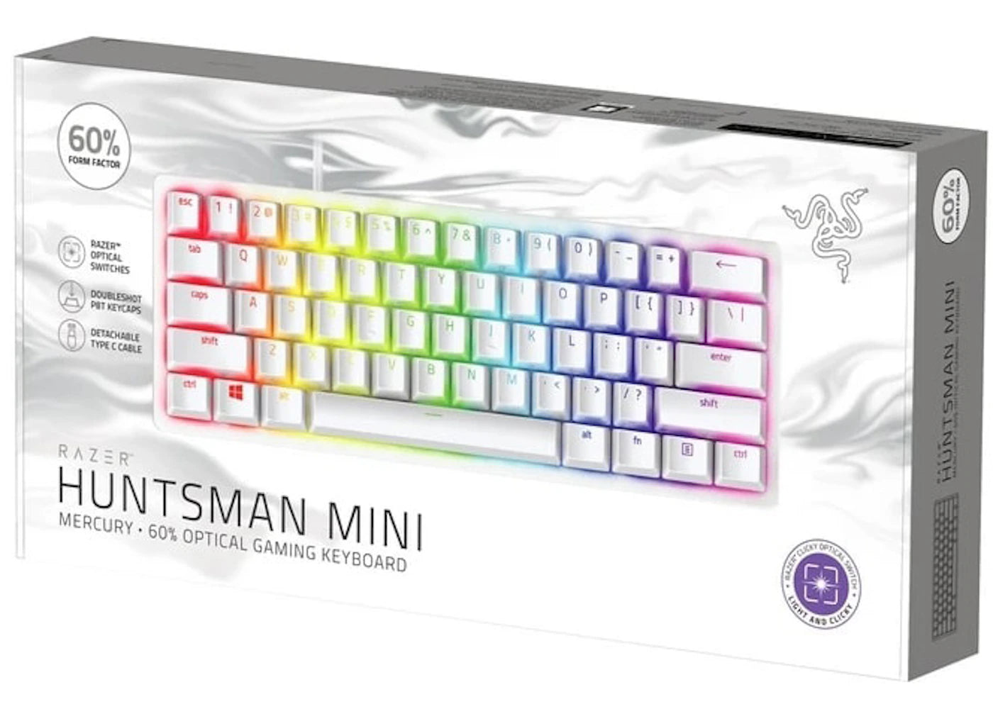Razer Huntsman Mini Purple Switch Gaming Keyboard RZ03-03390300-R3M1 Mercury White
