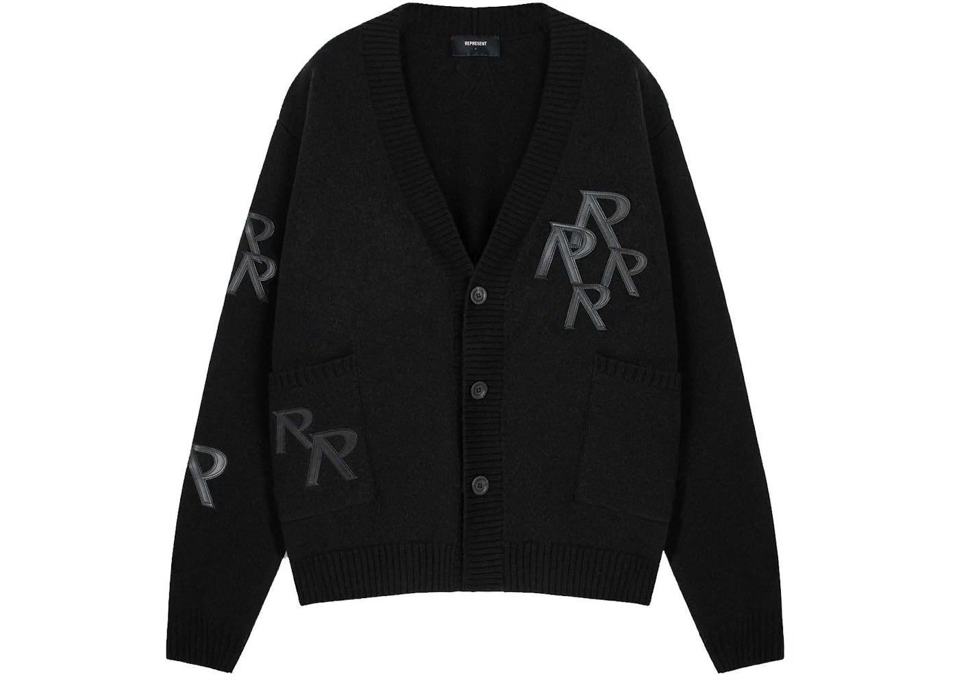 Represent Applique Knit Cardigan Black