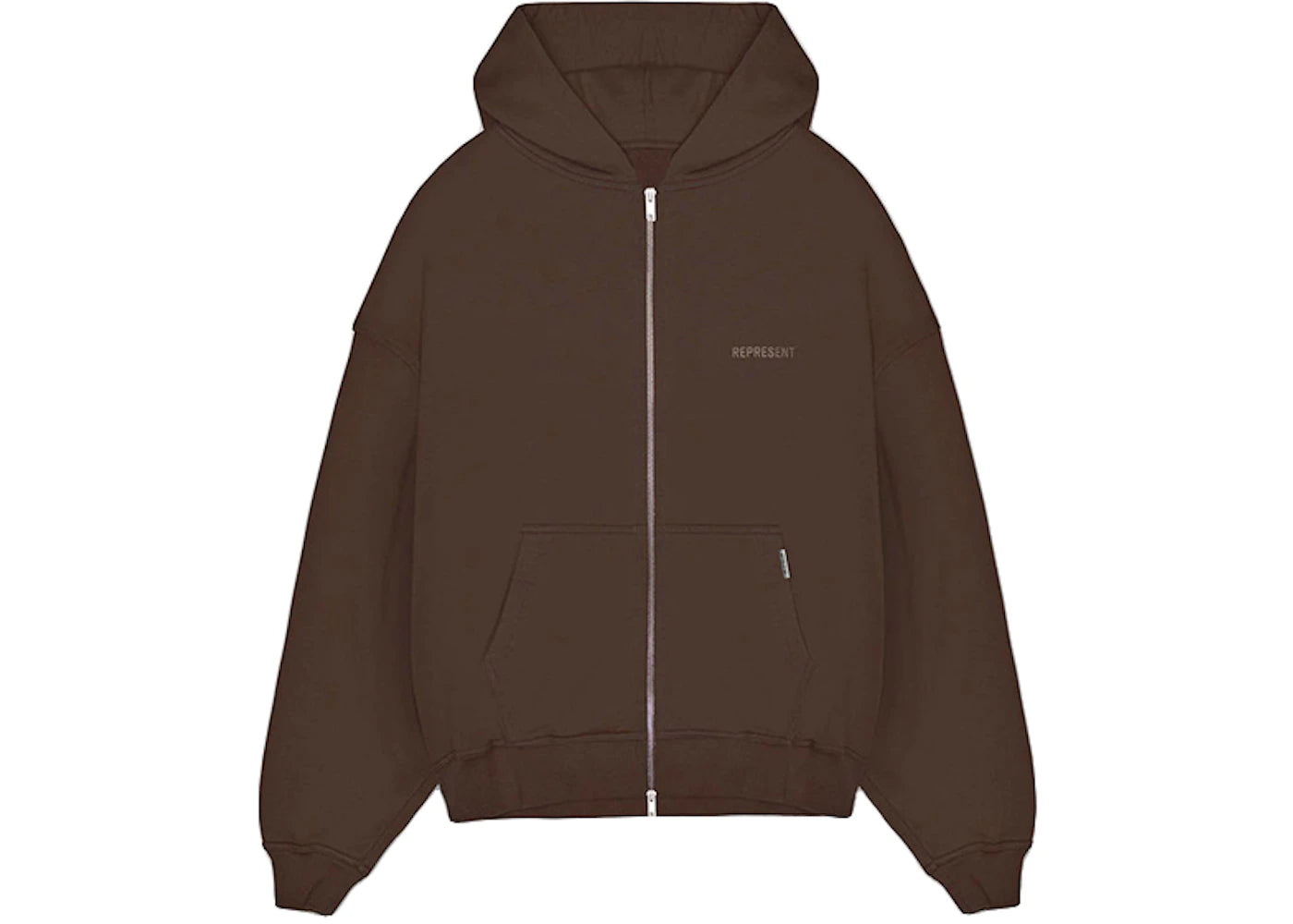 Represent Blank Oversized Zip-Up Hoodie Brown