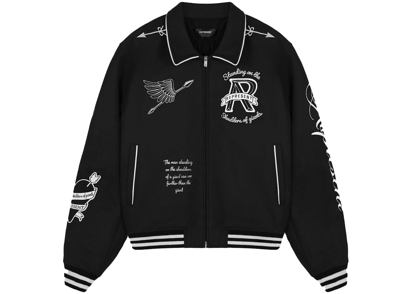 Represent Cherub Wool Varsity Jacket Jet Black