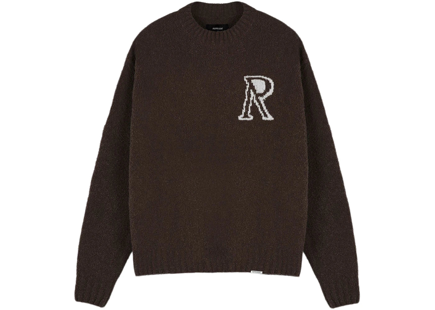 Represent Initial Boucle Knitted Sweater Brown/White