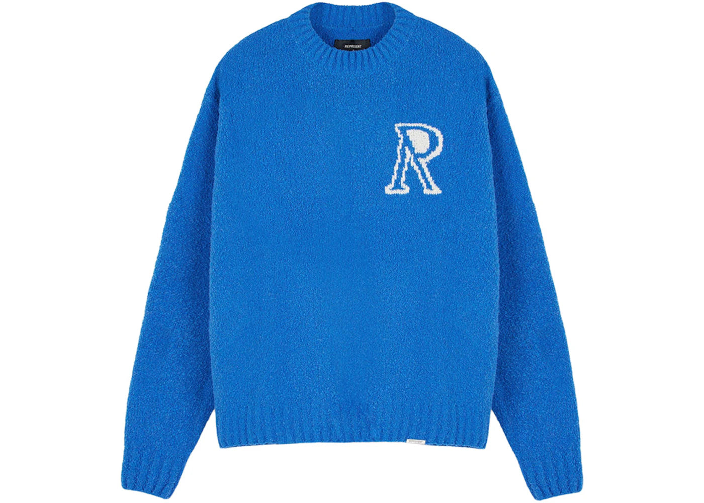 Represent Initial Boucle Knitted Sweater Cobalt Blue/White