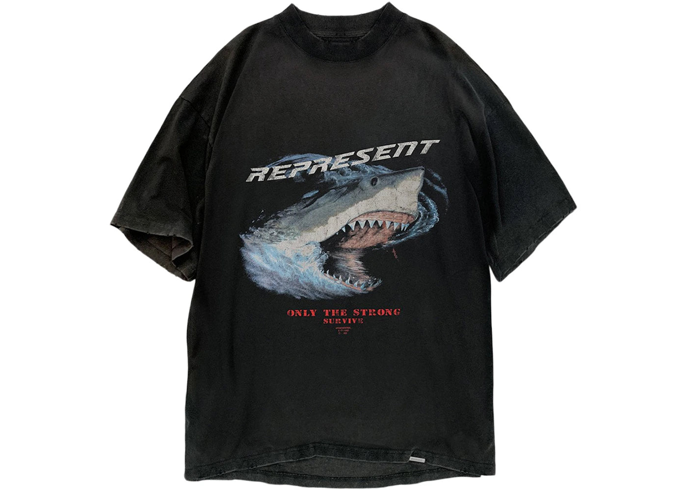 Represent Only The Strong Survive Shark T-Shirt Vintage Black